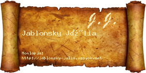 Jablonsky Júlia névjegykártya